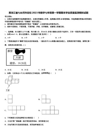 黑龙江省七台河市名校2023年数学七年级第一学期期末学业质量监测模拟试题含解析.doc