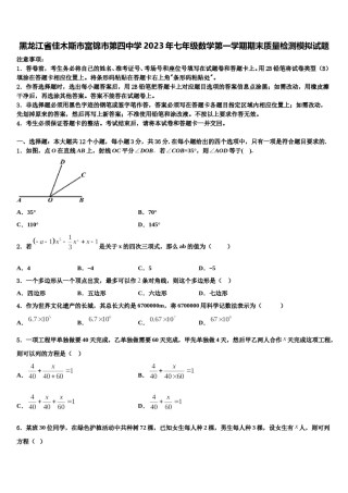 黑龙江省佳木斯市富锦市第四中学2023年七年级数学第一学期期末质量检测模拟试题含解析.doc