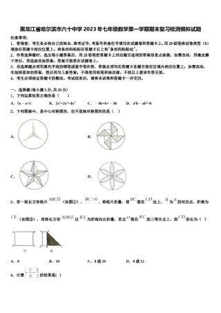 黑龙江省哈尔滨市六十中学2023年七年级数学第一学期期末复习检测模拟试题含解析.doc