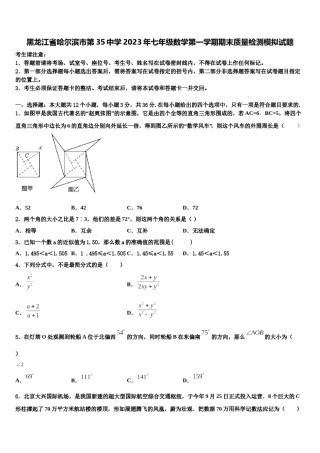 黑龙江省哈尔滨市第35中学2023年七年级数学第一学期期末质量检测模拟试题含解析.doc