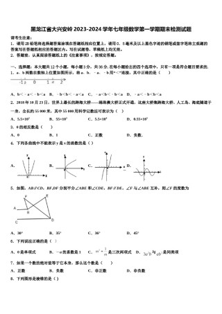 黑龙江省大兴安岭2023-2024学年七年级数学第一学期期末检测试题含解析.doc