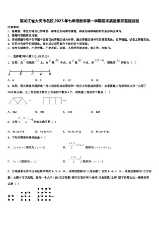 黑龙江省大庆市名校2023年七年级数学第一学期期末质量跟踪监视试题含解析.doc