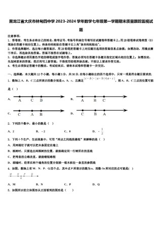 黑龙江省大庆市林甸四中学2023-2024学年数学七年级第一学期期末质量跟踪监视试题含解析.doc