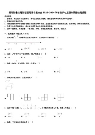 黑龙江省牡丹江管理局北斗星协会2023-2024学年数学七上期末质量检测试题含解析.doc