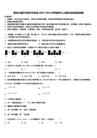 黑龙江省齐齐哈尔市名校2023-2024学年数学七上期末达标检测试题含解析.doc