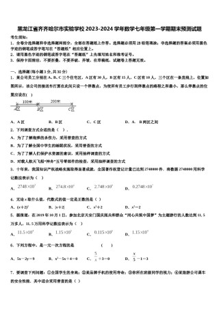 黑龙江省齐齐哈尔市实验学校2023-2024学年数学七年级第一学期期末预测试题含解析.doc