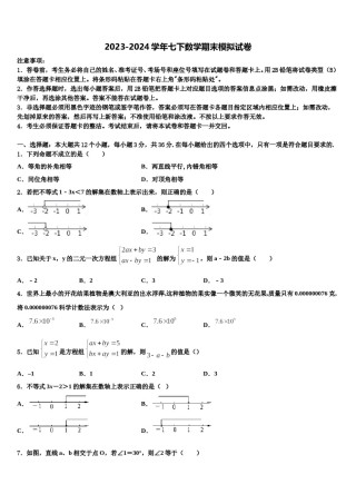 2023-2024学年上海华亭学校数学七下期末质量检测试题含解析.doc