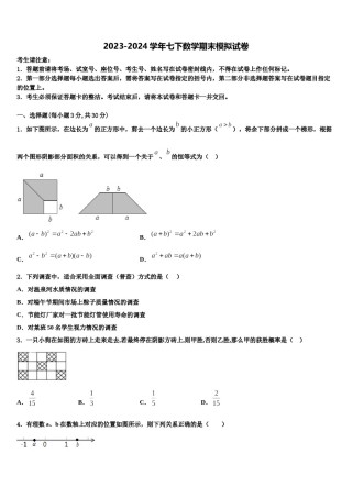 2023-2024学年上海市杨浦区九级第一期期末一模考试七下数学期末监测试题含解析.doc