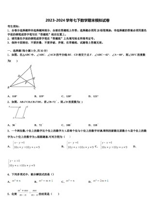 2023-2024学年云南省临沧市名校数学七下期末综合测试模拟试题含解析.doc
