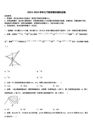 2023-2024学年云南省普洱市数学七下期末联考试题含解析.doc