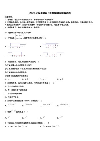 2023-2024学年北京朝阳区第十七中学七下数学期末学业质量监测模拟试题含解析.doc