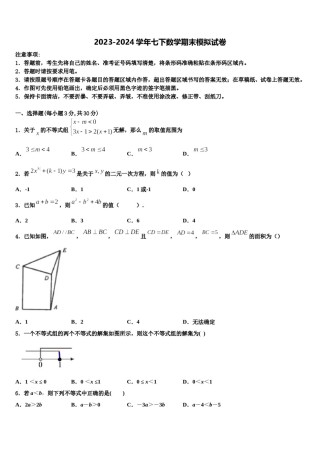2023-2024学年南昌市南大附中七下数学期末调研试题含解析.doc