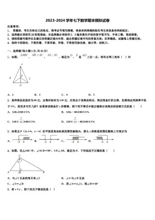 2023-2024学年吉林大附中力旺实验中学七年级数学第二学期期末复习检测模拟试题含解析.doc