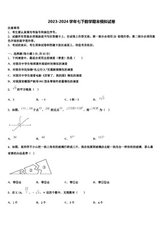 2023-2024学年吉林省松原市前郭尔罗斯蒙古族自治县数学七下期末监测试题含解析.doc