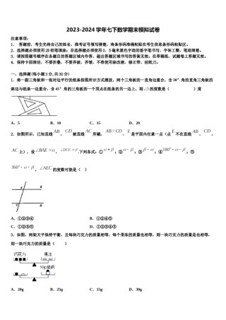 2023-2024学年吉林省白城市七下数学期末质量检测试题含解析.doc