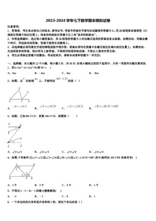 2023-2024学年吉林省白城市数学七下期末联考试题含解析.doc
