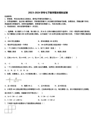 2023-2024学年吉林省白城市洮北区三合乡中学七下数学期末综合测试模拟试题含解析.doc