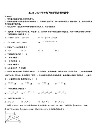 2023-2024学年吉林省靖宇县数学七下期末调研试题含解析.doc