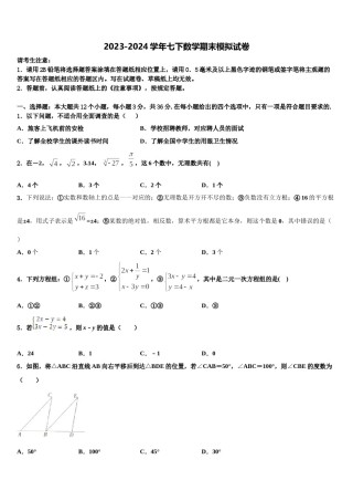2023-2024学年四川省什邡市师古中学七年级数学第二学期期末复习检测模拟试题含解析.doc
