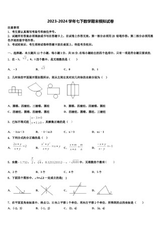 2023-2024学年四川省广元市名校数学七下期末考试模拟试题含解析.doc