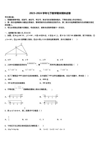 2023-2024学年四川省开江县数学七下期末调研试题含解析.doc