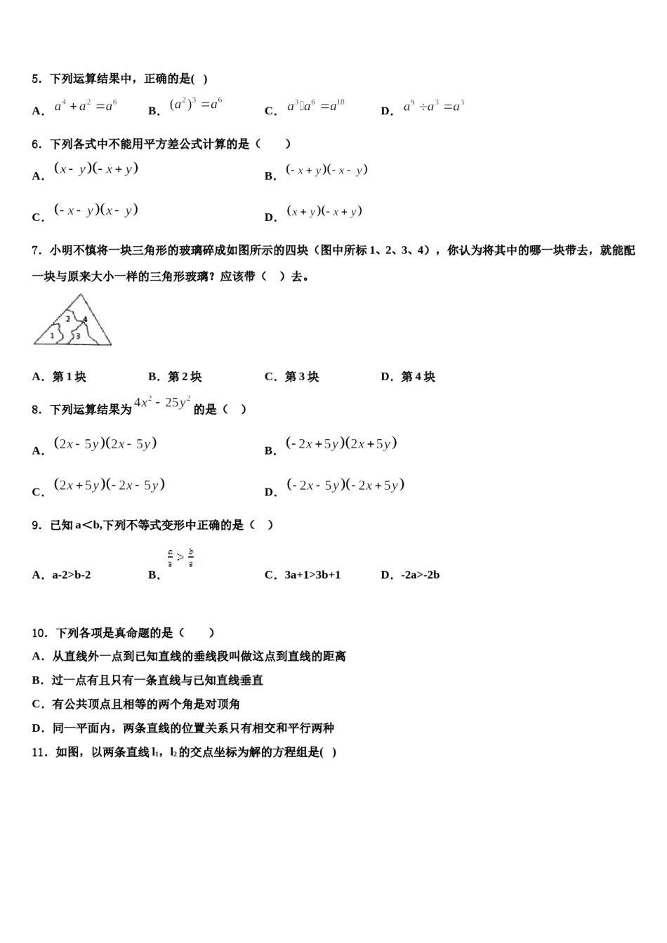 2023-2024学年四川省成都嘉祥外国语学校七下数学期末学业质量监测试题含解析.doc_第2页