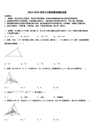 2023-2024学年四川省成都市棕北中学数学七下期末质量检测模拟试题含解析.doc