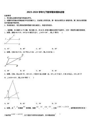 2023-2024学年四川省成都市玉林中学七年级数学第二学期期末教学质量检测模拟试题含解析.doc