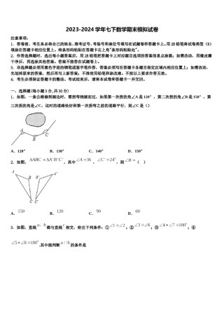 2023-2024学年四川省成都市青羊区石室教育集团数学七下期末检测模拟试题含解析.doc