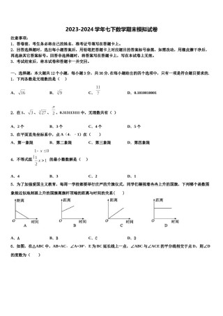 2023-2024学年天津市武清区名校数学七下期末经典试题含解析.doc
