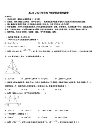 2023-2024学年安庆四中学数学七下期末调研试题含解析.doc