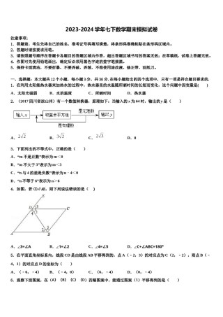 2023-2024学年安徽省合肥46中学南校区七年级数学第二学期期末复习检测模拟试题含解析.doc