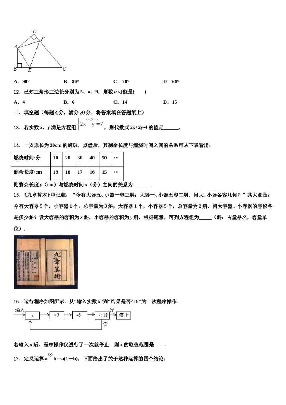 2023-2024学年安徽省合肥市肥东县七年级数学第二学期期末质量跟踪监视试题含解析.doc_第3页