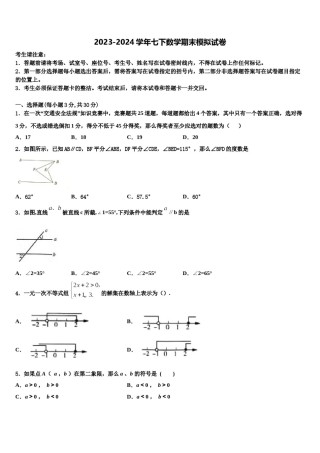 2023-2024学年安徽许镇七下数学期末达标检测模拟试题含解析.doc