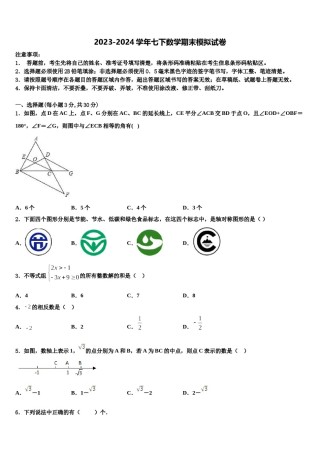 2023-2024学年山东德州市武城县七年级数学第二学期期末监测试题含解析.doc