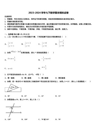 2023-2024学年山东省东营市垦利县七年级数学第二学期期末考试试题含解析.doc