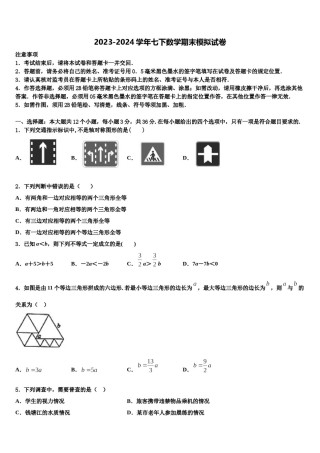 2023-2024学年山东省威海文登区四校联考数学七下期末检测试题含解析.doc