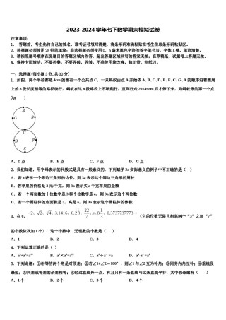 2023-2024学年山东省微山县联考七年级数学第二学期期末监测模拟试题含解析.doc