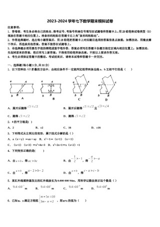 2023-2024学年山东省微山县联考数学七下期末学业水平测试模拟试题含解析.doc