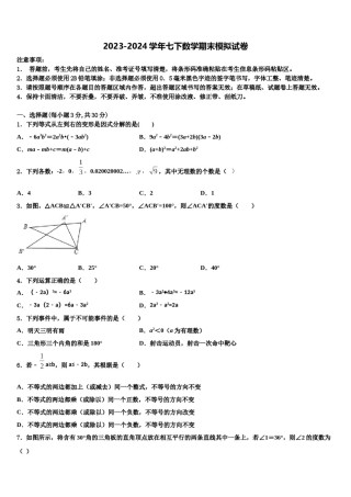 2023-2024学年山东省新泰市石莱镇初级中学七下数学期末质量跟踪监视模拟试题含解析.doc