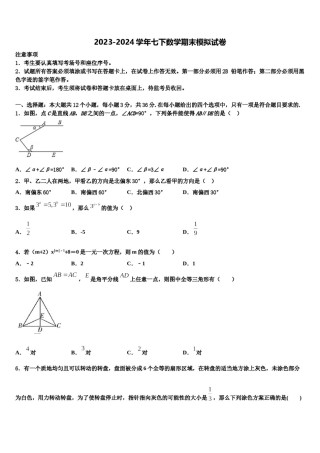 2023-2024学年山东省枣庄市中学区永安乡黄庄中学七年级数学第二学期期末监测模拟试题含解析.doc