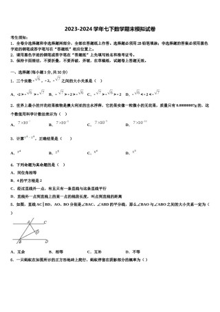 2023-2024学年山东省淄博市临淄区金山中学数学七下期末经典模拟试题含解析.doc