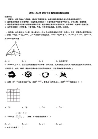 2023-2024学年山东省滨州市五校七下数学期末学业水平测试模拟试题含解析.doc