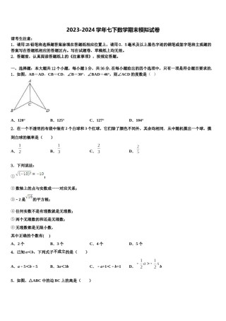 2023-2024学年山东省聊城市名校数学七下期末达标检测试题含解析.doc
