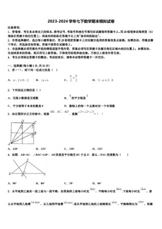 2023-2024学年山东省重点中学数学七下期末达标检测试题含解析.doc