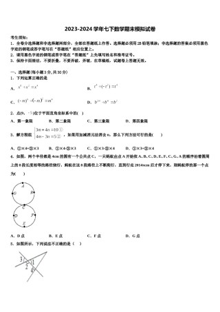 2023-2024学年山东省青岛市南区七下数学期末监测试题含解析.doc