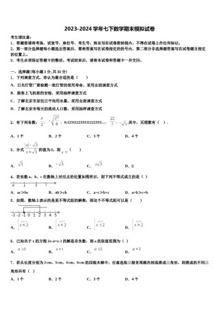 2023-2024学年广东省河源市东源县七年级数学第二学期期末经典试题含解析.doc