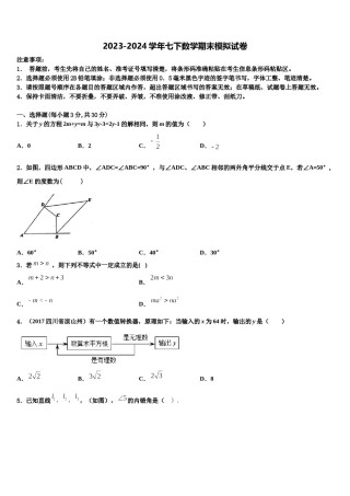 2023-2024学年广西南宁市武鸣区数学七下期末学业质量监测试题含解析.doc