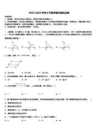 2023-2024学年广西壮族自治区崇左市数学七下期末质量跟踪监视模拟试题含解析.doc