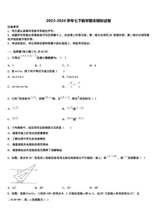 2023-2024学年广西崇左市龙州县七下数学期末统考模拟试题含解析.doc